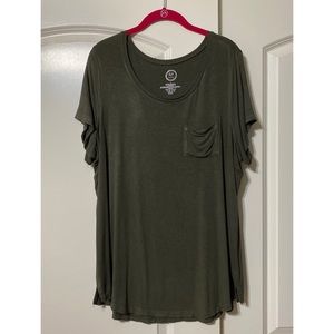 Green Casual Pocket Tee